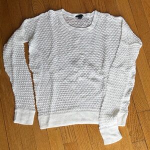 Theory White Textured Crew Neck Sweater